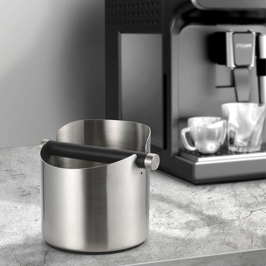 Stainless Steel Coffee Knock Box Bar Table Espresso Machine Knocking Grounds Box Round Mini Tea Grounds Bucket Barista Tools