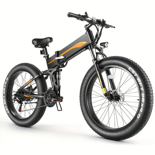 26" x 4.0 Fat Tire Ebike for Adult with HIgh Speed 500W Brushless Motor, 48V 10Ah Foldable Electric Bicycles, 20MPH EBike