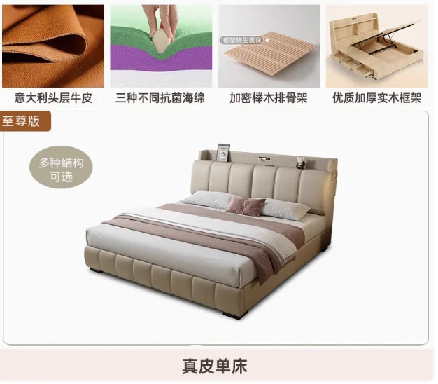 Bedroom Unique Bed Modern Storage Queen Multifunctional Beauty Sleeping Bed Luxury Nightstands Cama Matrimonial Furnitures