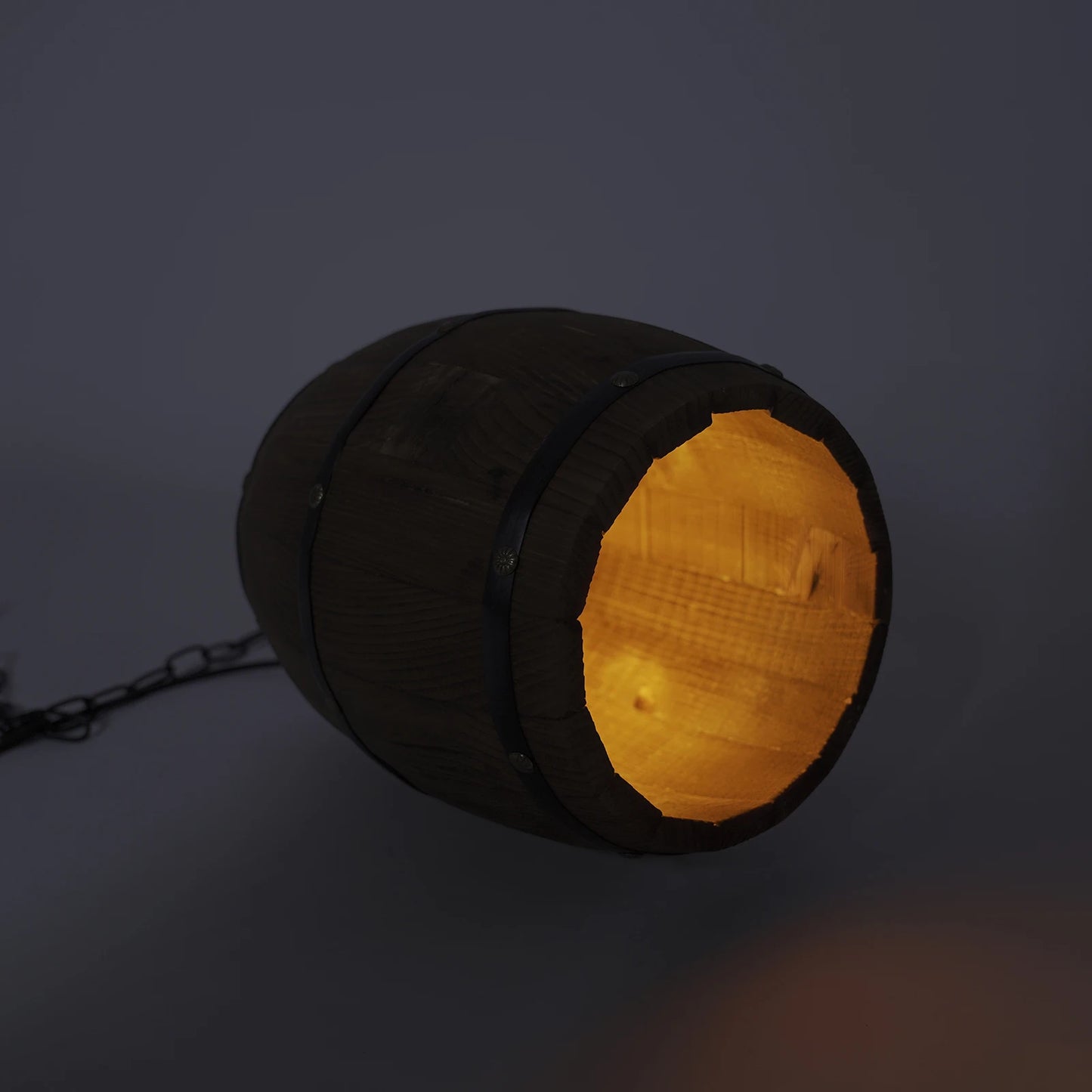 E26 Rustic Ceiling Lamp Vintage Wood Wine Barrel Pendant Lamp for Bars, Cafes and Living with a 90cm Adjustable Chain