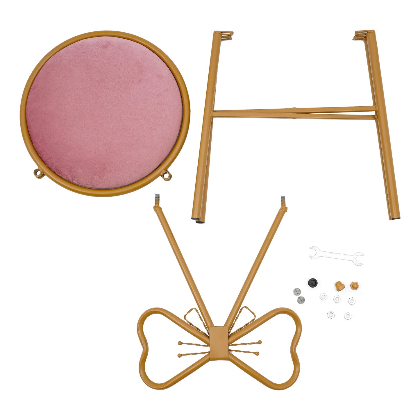 Butterfly Shaped Vanity Chair Bow Seat Backrest with Metal Frame & Sponge Cushion
