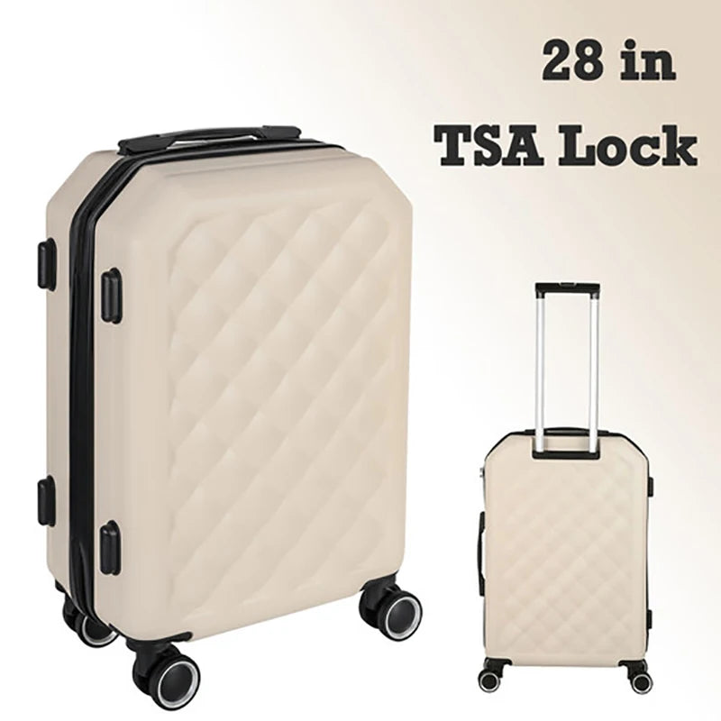 ABS Hand Carry on Luggage TSA Travel Wheel Suitcase Beige Color Femal for Family Trip Maletas Viaje Suitcases Travel