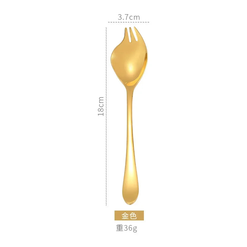 Salad Spork Stainless Steel Spork One Scoop Creative Salad Spoon Fruit Fork Dual-purpose Spork Kichen Accessories utensils