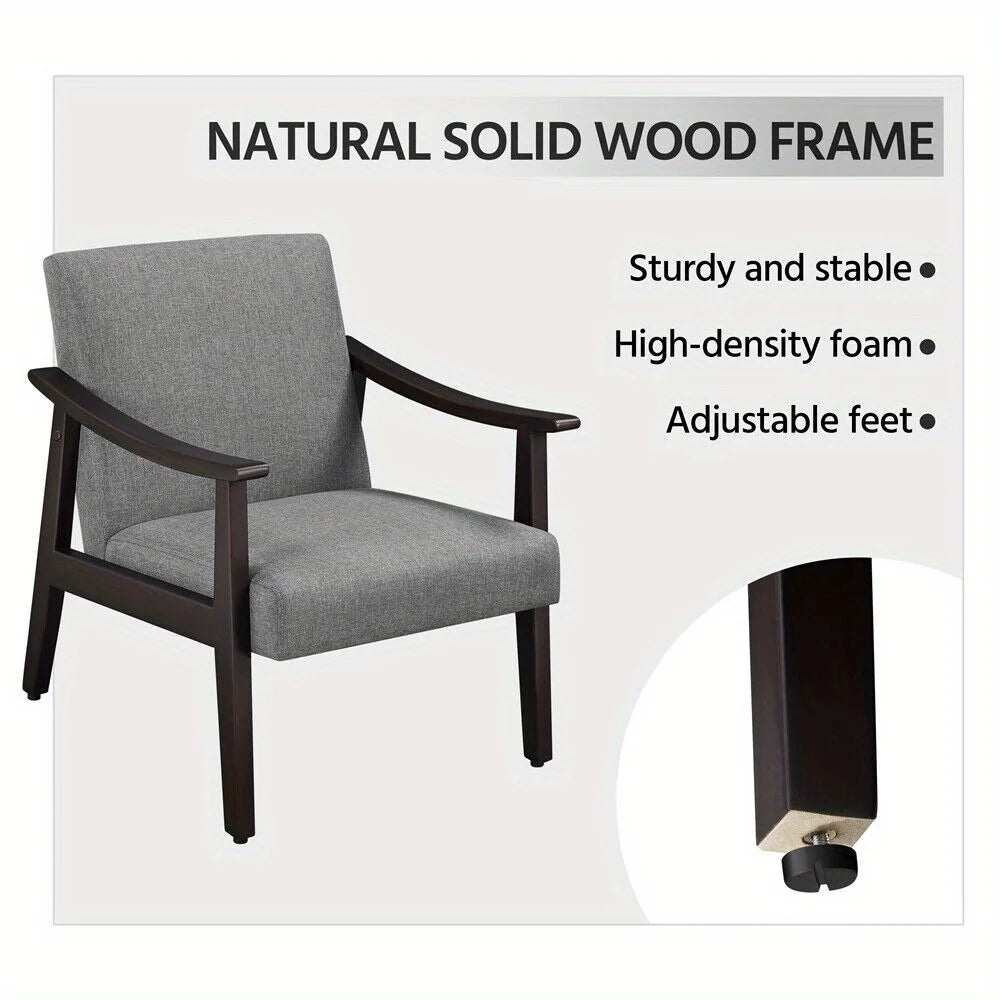 Accent Mid-Century Living Room Chair,Modern Linen Fabric Side Chair with High Back for Living Room/Office/Bedroom,Minimalist