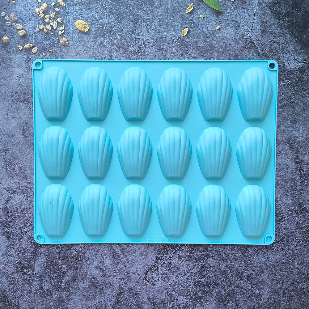 1pc 18 Cavity Madeleine Silicone Cake Mold Shell shaped Chocolate Cookie Biscuit Mould Handmade Silicone Bakeware Tools