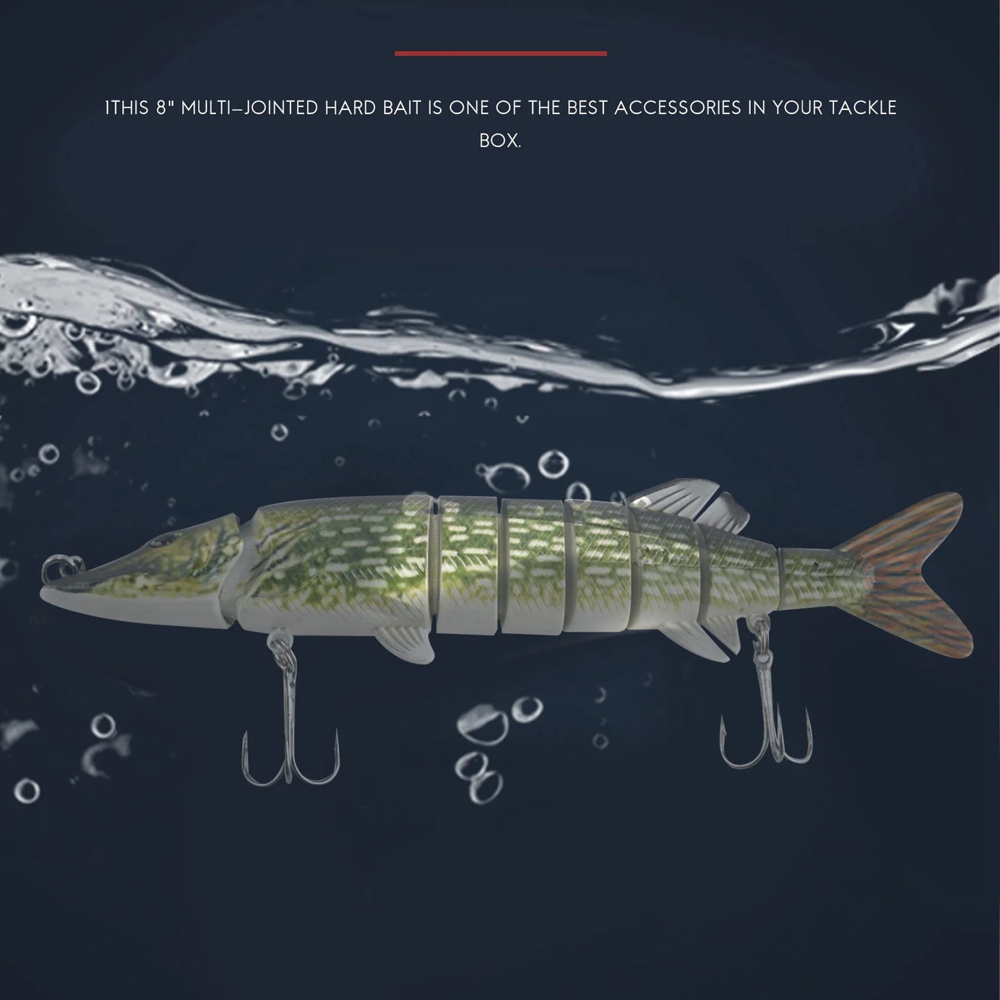 20cm 40g Lifelike Multi-jointed 8-segement Pike Muskie Fishing Lure Swimbait Crankbait Hard Bait Fish Hook Tackle ArmyGreen