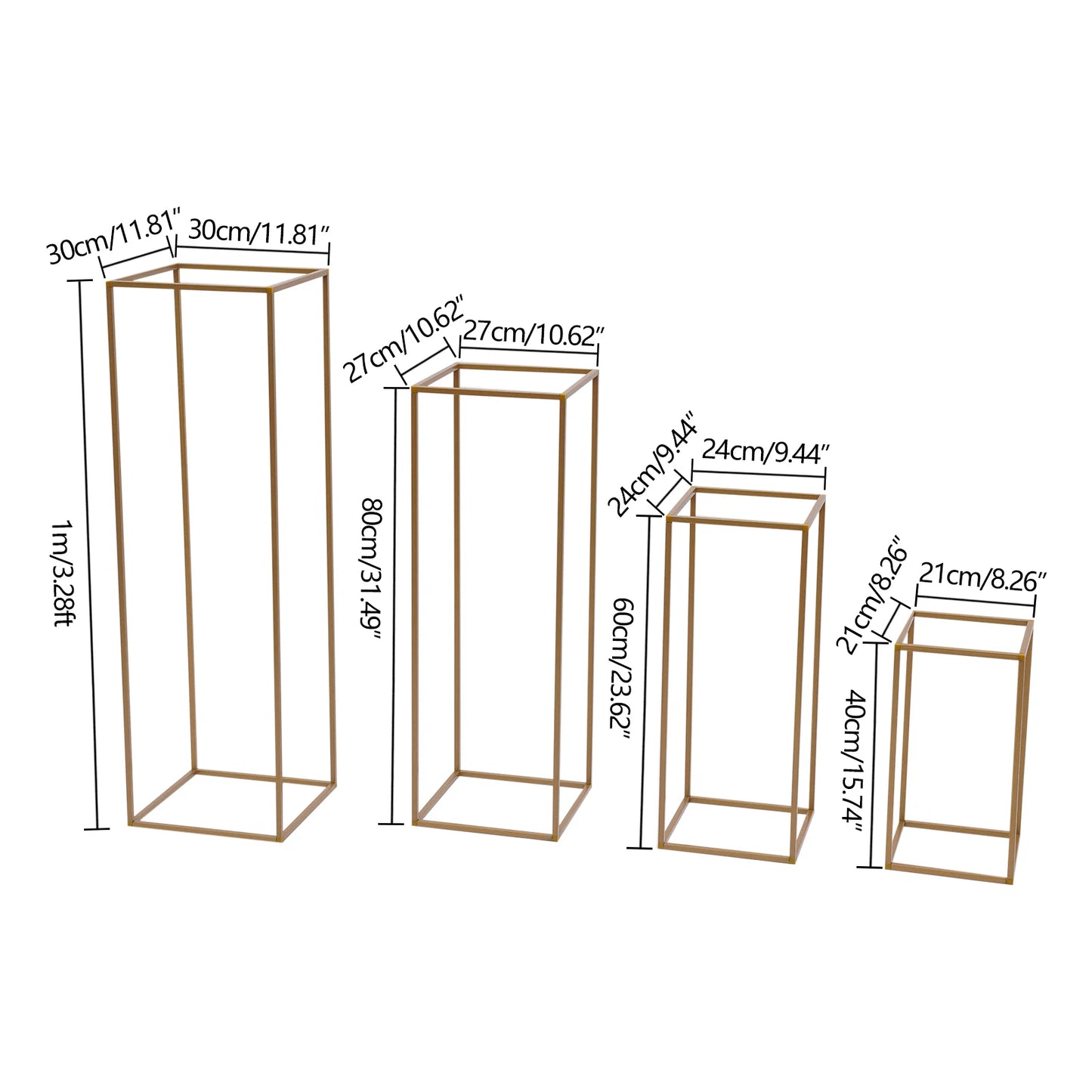 4Pcs Tall Gold Wedding Backdrop Flower Vase Stand Metal Table Centerpieces Decor Floral Arrangement for Party Home Decor