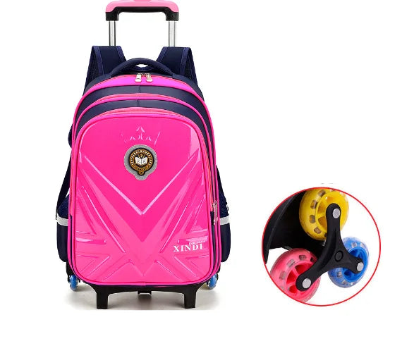 kids PU 3D School Wheeled Backpack for boys Children Rolling Luggage Suitcase Travel Trolley Bag for kids Schoolbag on wheels