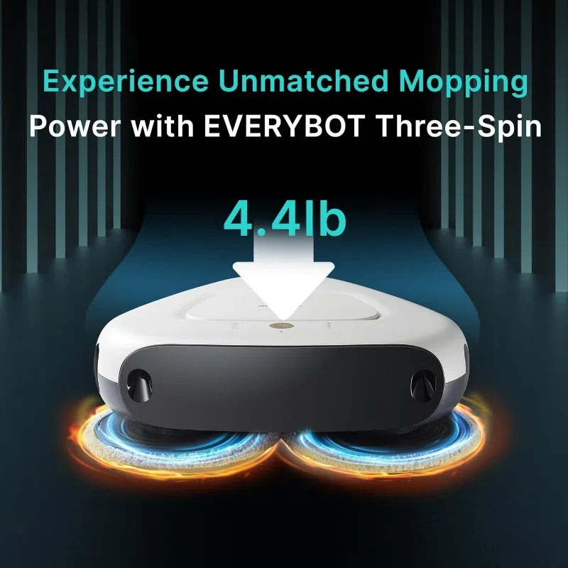EVERYBOT Three-Spin Robot Mop - Ultra Quiet Smart Mopping Robot Cleaner Only | Powerful Stylish 3 Spin Wet Mop for Hard Floor