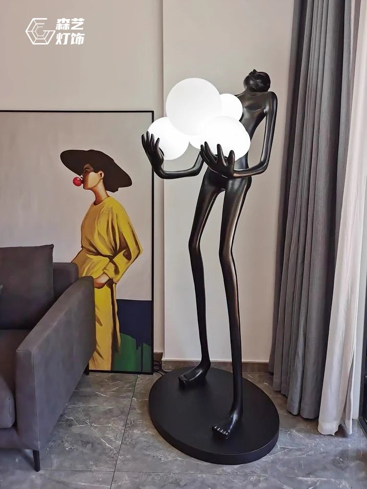 Humanoid Art Sculpture Fall Floor Lamp Living Room Light Luxury Design Sense Modern Creative Modeling Floor Lamp