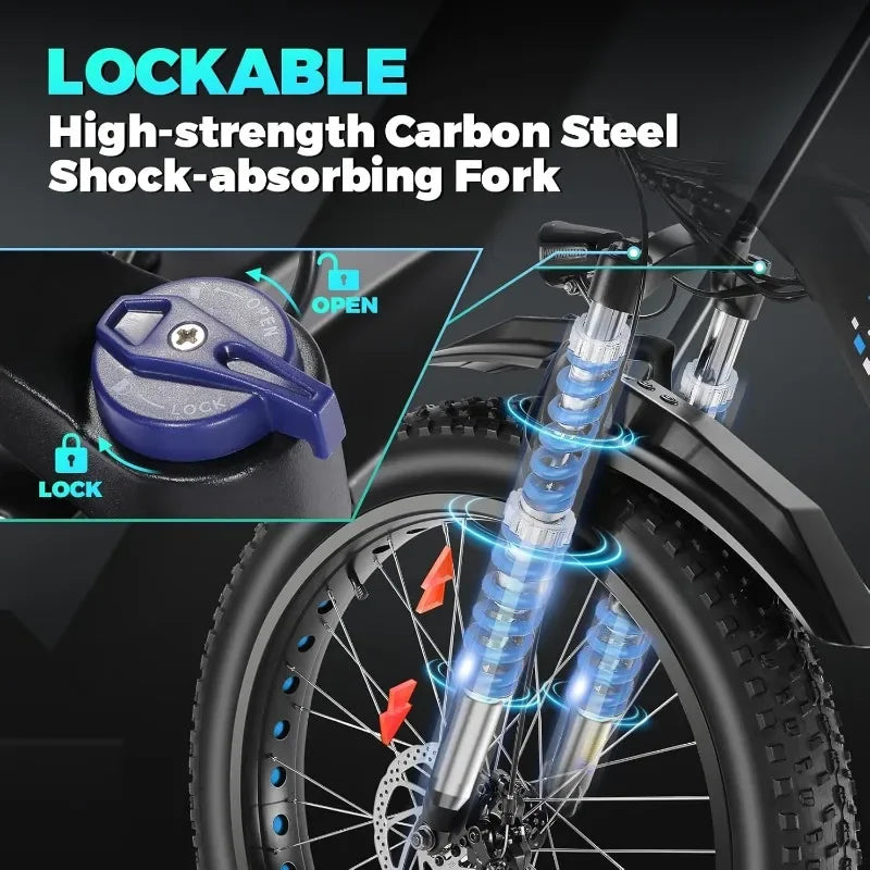 Electric Bike 26" Fat Tire Electric Bike for Adult, 25mph Peak 750W 48V 10.4Ah Removable Lithium-Ion Battery Electric Mountain