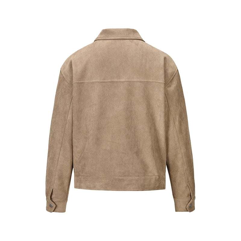 High Street Pockets Laper Zip-up Suede Thick Coat Mens Retro Solid Windbreaker Loose Winter Jackets Oversize Casual Clothes