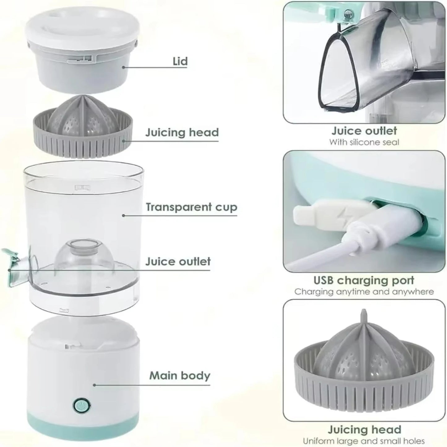 Juicer Citrus Lemon Squeezer USB Charging Kitchen Fruit Blender