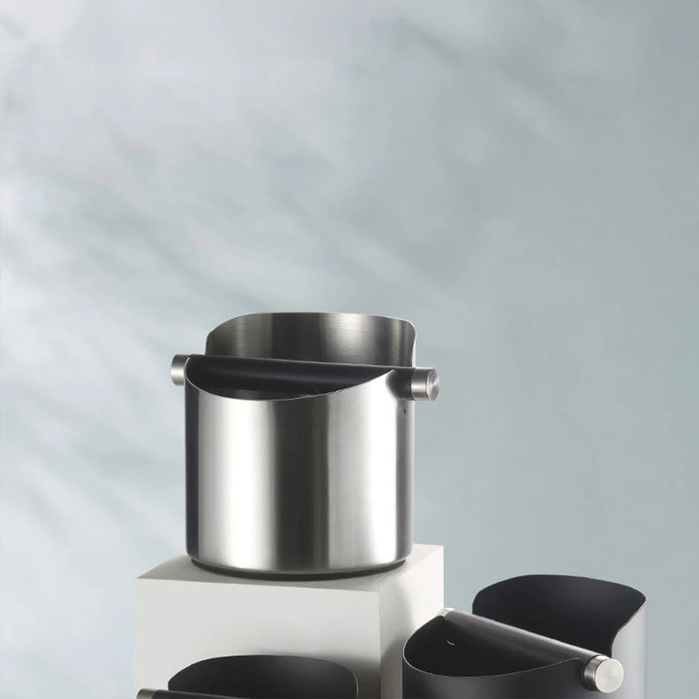 Stainless Steel Coffee Knock Box Bar Table Espresso Machine Knocking Grounds Box Round Mini Tea Grounds Bucket Barista Tools