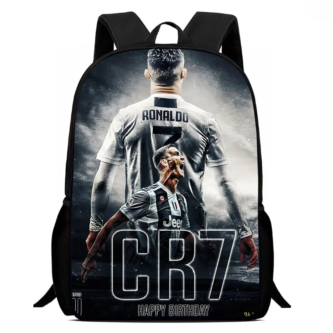Cartoon C-CR7 Football-Stars Child School Backpack With Lunch Bags Pencil Bags School Bags for Boys Girls Best Gift