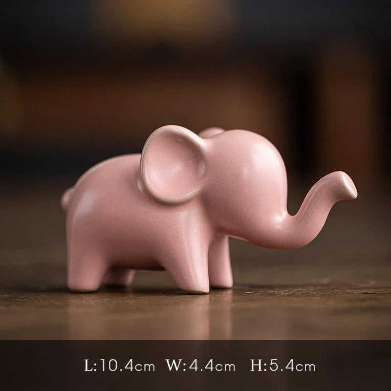 Elephant Giraffe Mini Ceramic Figurine Desktop Animal Sculpture Modern Minimalist Decorative Ornaments for Home Office Decor