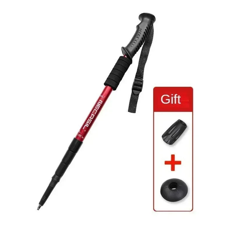 1-pack aluminum alloy telescopic trekking poles ultra-light shock-absorbing walking poles trekking poles