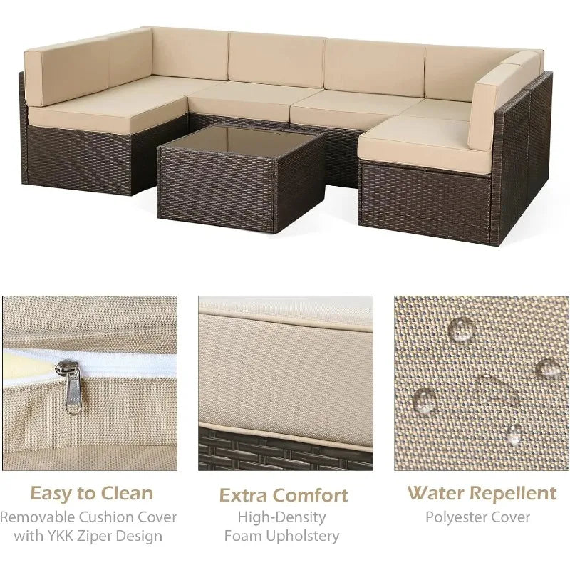 Outdoor Patio Furniture Set, Outdoor Sectional Conversation Furniture Chair with Coffee Table, Garden