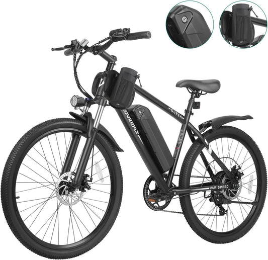 Electric Bike 26", 750W Peak Motor Mountain , Up to 40 Miles 20MPH Removable Battery, 7-Speed and Shock