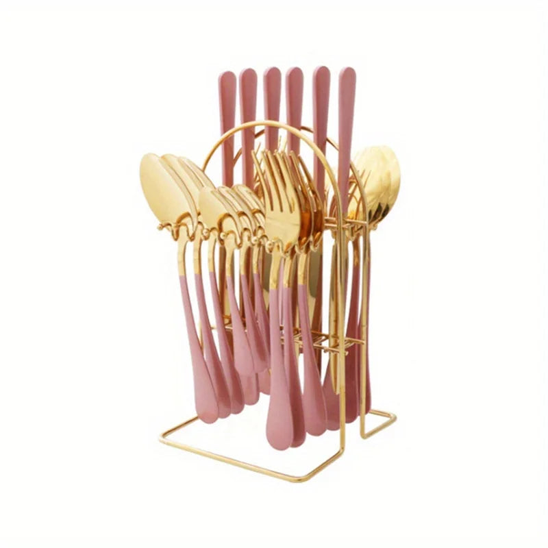 24-Piece Stainless Steel Cutlery Set Knives, Forks, Spoons & Teaspoons - Durable Stylish Design - Perfect for Home Dining