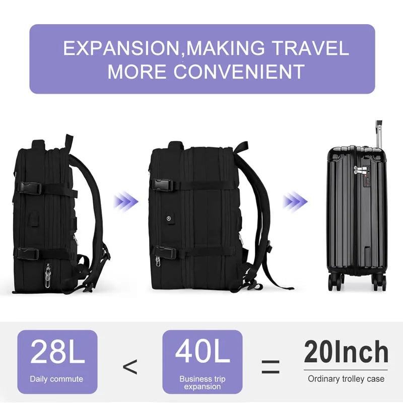 Extendible Travel Backpack Unisex Laptop Bag Women Large Luggage Bags Men's Students Business Trip USB Charge Mochila XA299C