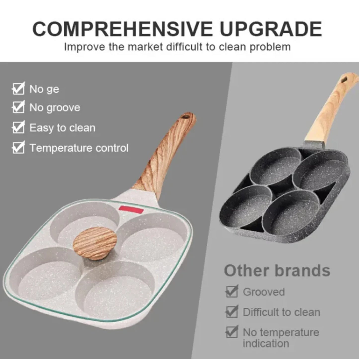Thickened 4-hole Nonstick Omelet Pan with Lid for Induction Cooking - Ideal for Making Steak, Pancakes, Eggs, and Bread for a De