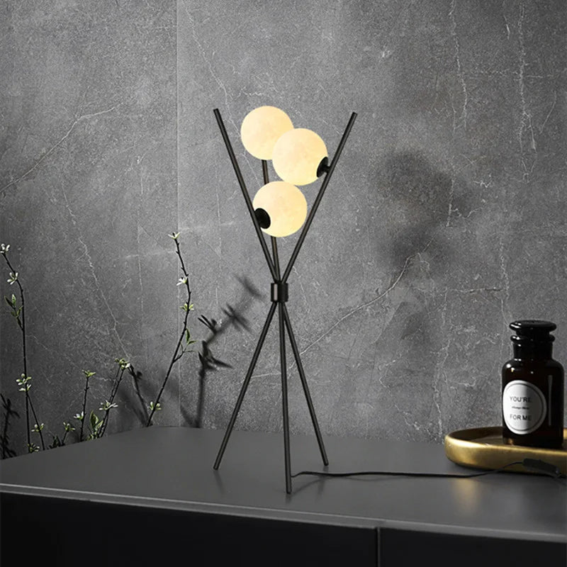 Nordic Table Standing Lamp Modern Led Floor Lamp 3D Moon Iron Tripod Floor Lamps For Living Room Bedroom Loft Study Decor Light