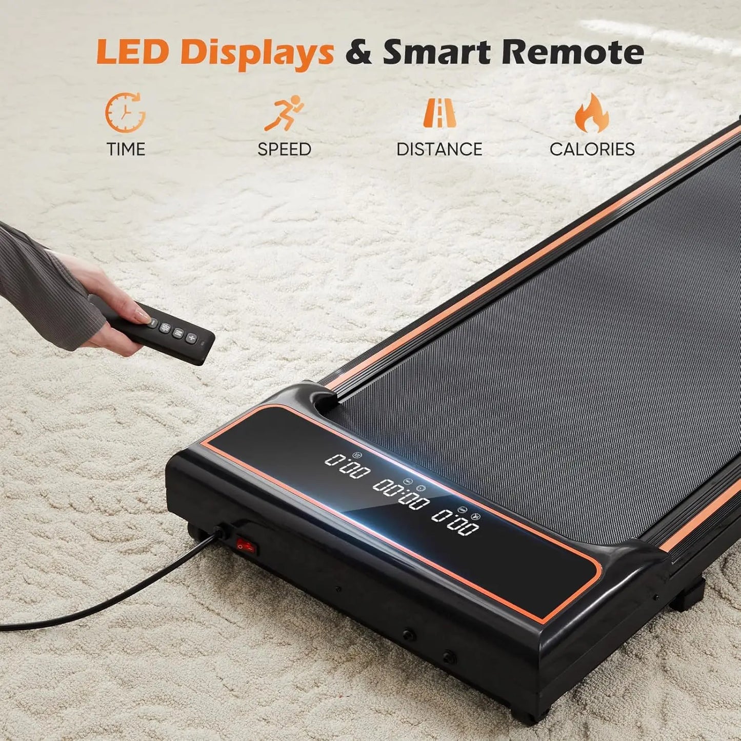 Compact Armless Treadmill for Small Spaces, Quiet Under-Desk Walking Pad, Slim & Portable Design for Home Office Workouts, Easy