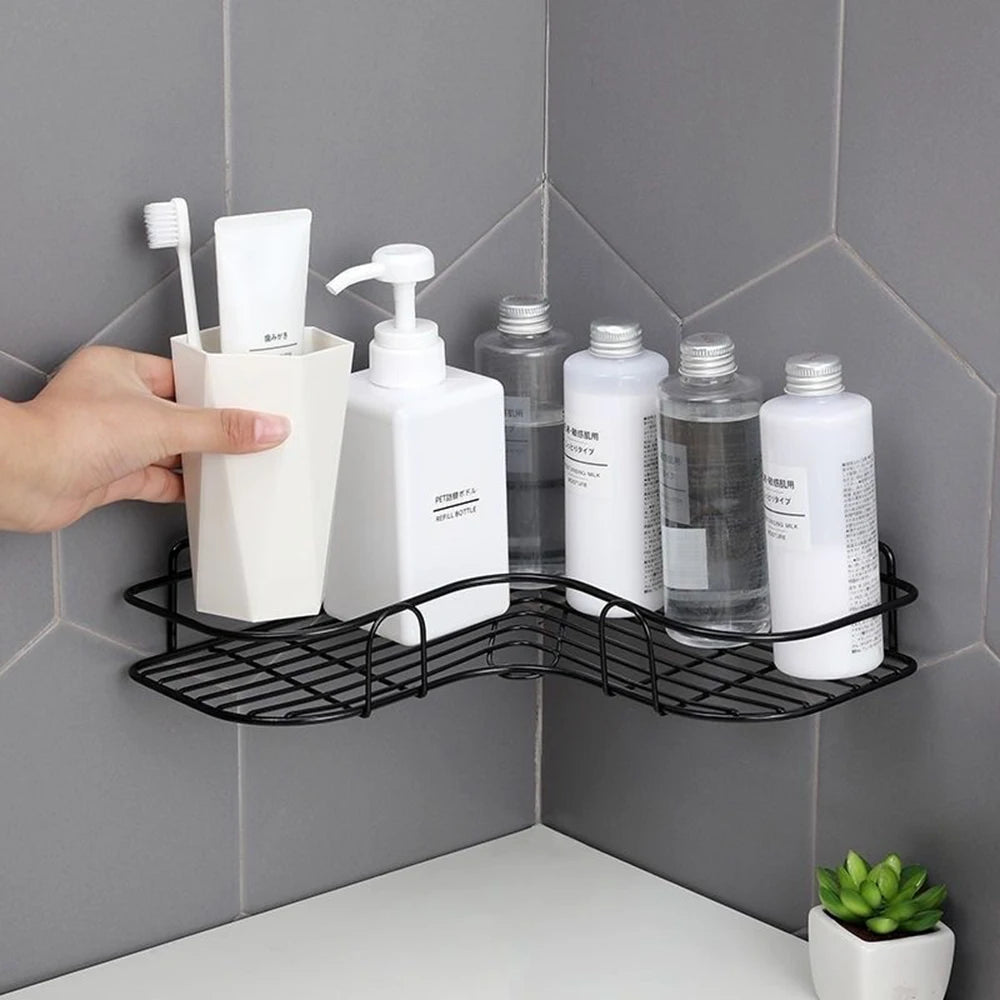 Bathroom Shelf Shower Wall Mount Shampoo Storage Holder With Suction Cup No Drilling Kitchen Storage Bathroom Accessories