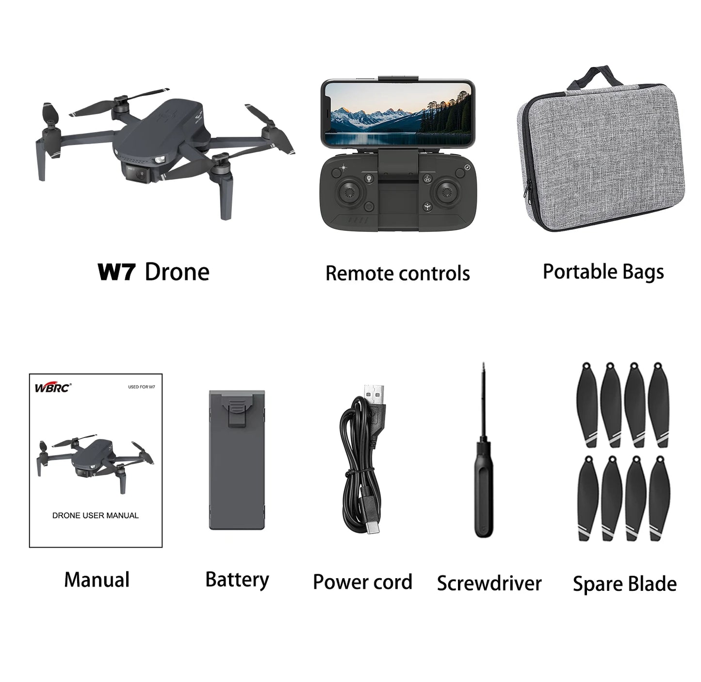 W7  Mini professional GPS Drone with Camera for Kids Adults-4K FPV Camera Foldable Drone with Stable Altitude Hold, DJI agent