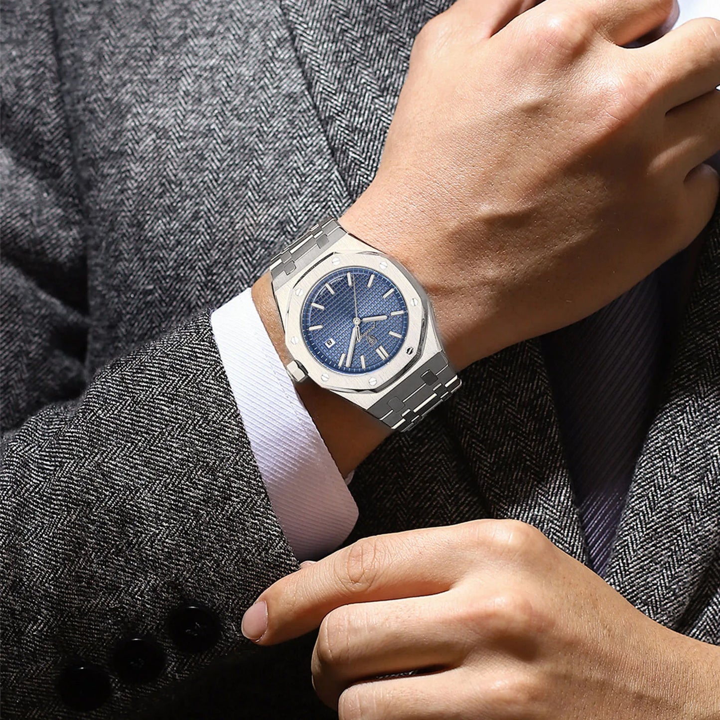 POEDAGAR Classic Men's Watches Fine Steel Original Quartz Watch for Man Luminous Date Waterproof Wristwatch Trend Fashion New