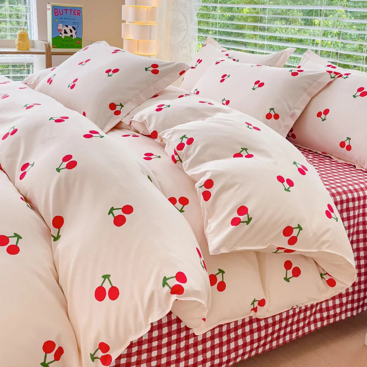 Pink Floral Bedding Set Soft Ins Single Double Queen Size Duvet Cover Flat Sheet Pillowcase Girls Home Totel Bed Linens