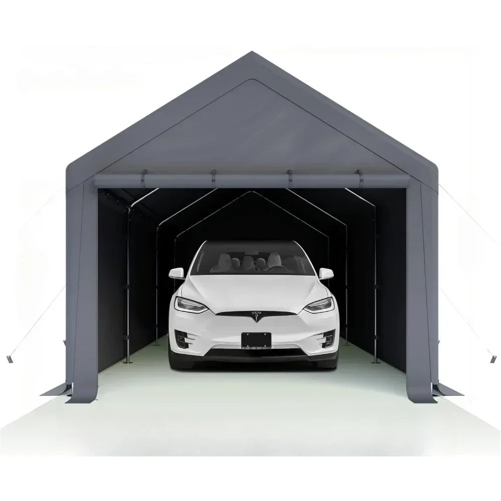 10x20ft Heavy Duty Carport with Removable Sidewalls, All Weather Carport Garage Party Tent Large Outdoor Canopy Storage Shed