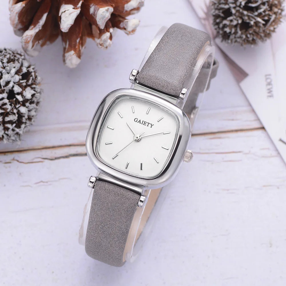 Elegant Square Watches For Woman New Casual Minimalist Green PU Bracelet Ladies Luxe Quartz Wristwatches Clock Montres Femmes