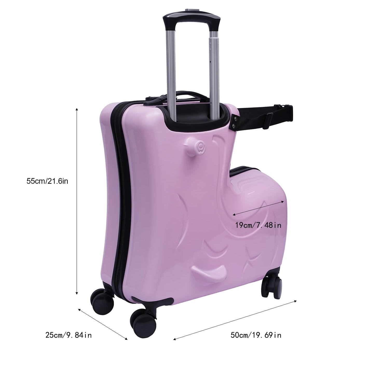 Pink 20-inch Spinner Suitcase with Wheels for Kids Ride-On Roll Trolley Luggage Waterproof and Designed for Travel Suitcase