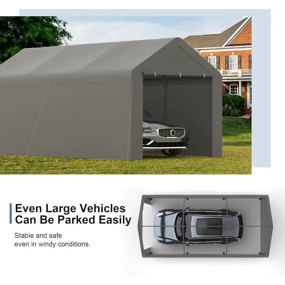 Carport 10x20 Car Ports Heavy Duty Carports Portable Garage Car Canopy Tent Outdoor Car Shelter (Grey)