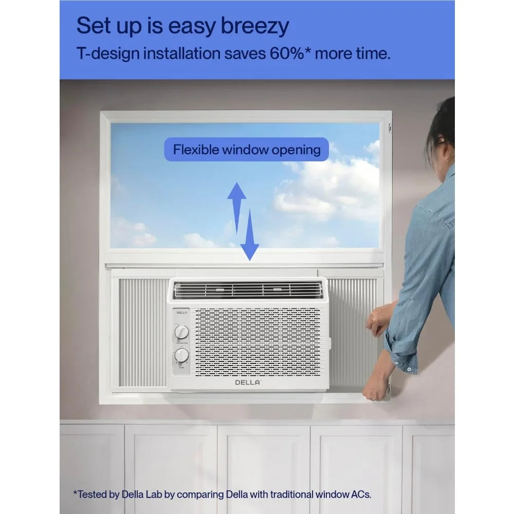 5000 BTU Window Air Conditioner Cools Up To 150 Sq. Ft, Energy Saving AC Unit, Easy Install Kit, Efficient Cooling for Room