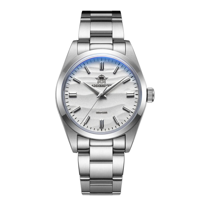 ADDIESDIVE Men's Watch Sand Dial 36mm Quartz Watch 100m Waterproof 316L Stainless Steel AR Coated Dome Glass WristWatch for Men