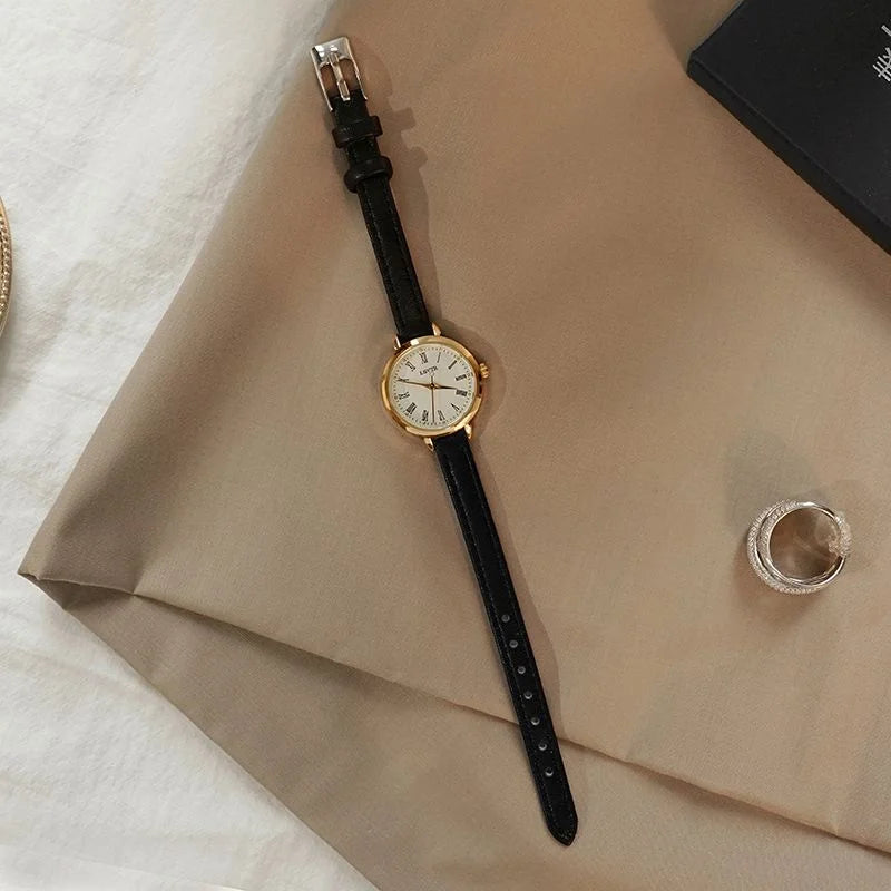 Women Temperament Roman Scale Quartz Watch New Lady Fashion Belt Wristwatch