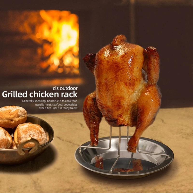 Chicken Roaster Rack for Oven, Grill, BBQ, Sturdy Stainless Steel Vertical Poultry Turkey Standing Holder Cooking Tool Dropship