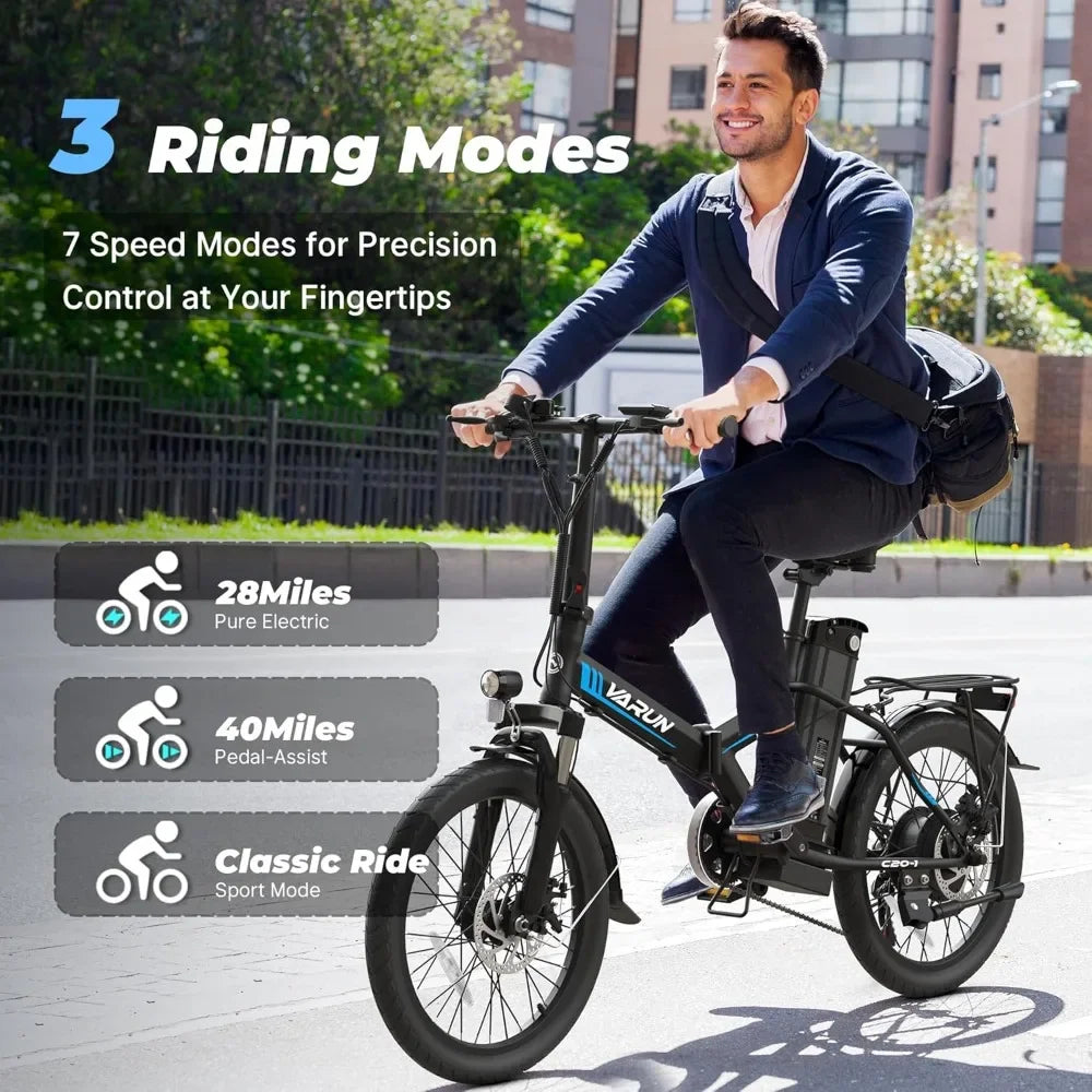 Electric Bike-Peak 750W Folding Ebike,48V Removable Lithium-Battery,20" Foldable Electric Bicycle Commuter for Women & Men