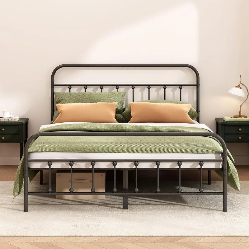 Metal Bed Frame - Structurally Stable Heavy Duty Steel Slat Supported Bed Frames, No Box Spring Needed