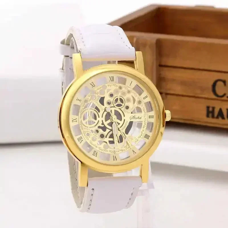 Men Watch Fashion Hollow Watches Men Roma Dial Leather Band Quartz Wristwatches Cheap Price Reloj Hombre Watches for Men