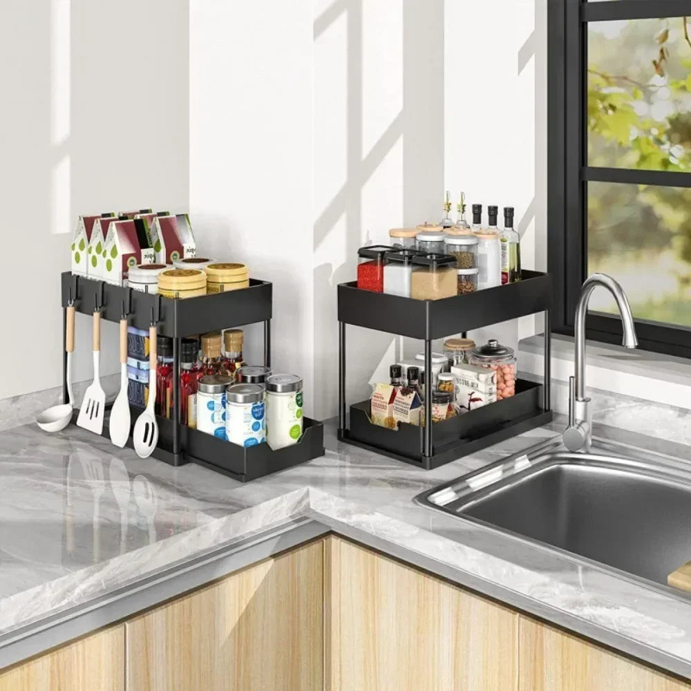 Under Sink Organizer Rack Kitchen Pull Out  Shelf Small-scale Drawer Simple Deposit Shelves Bathroom Desktop Put Racks Banheiro