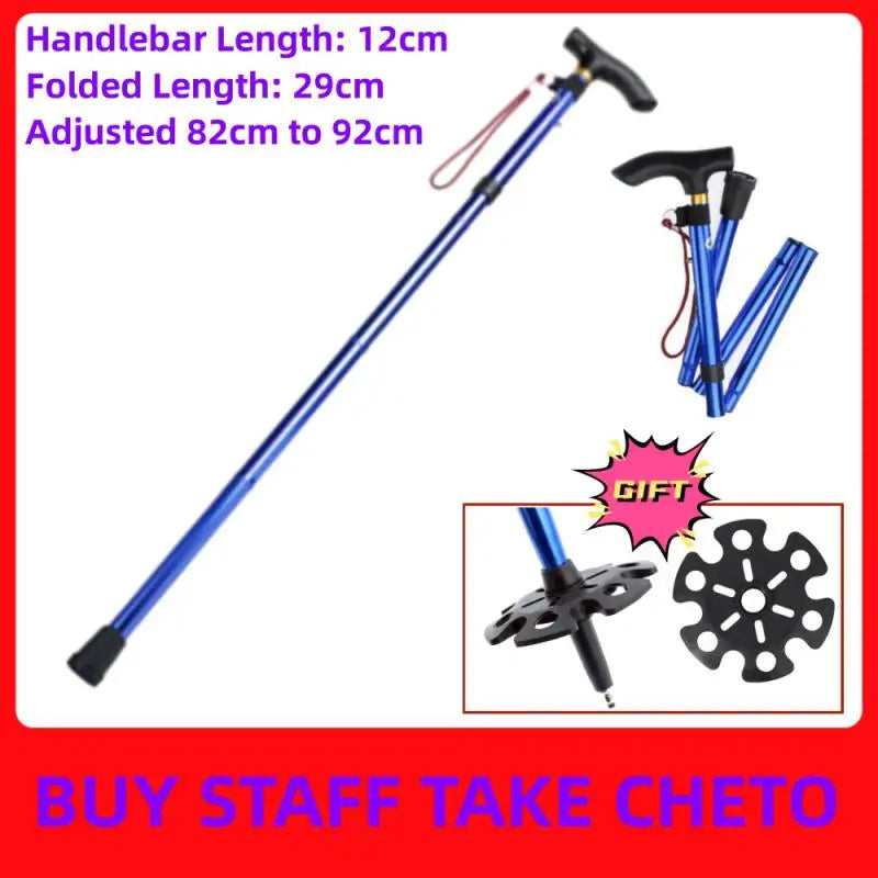 Multifunction Walking Stick Trekking Poles Telescopic Fold Crutches Hiking Stick Crutch Elderly Metal Stick Walking Cane Outdoor