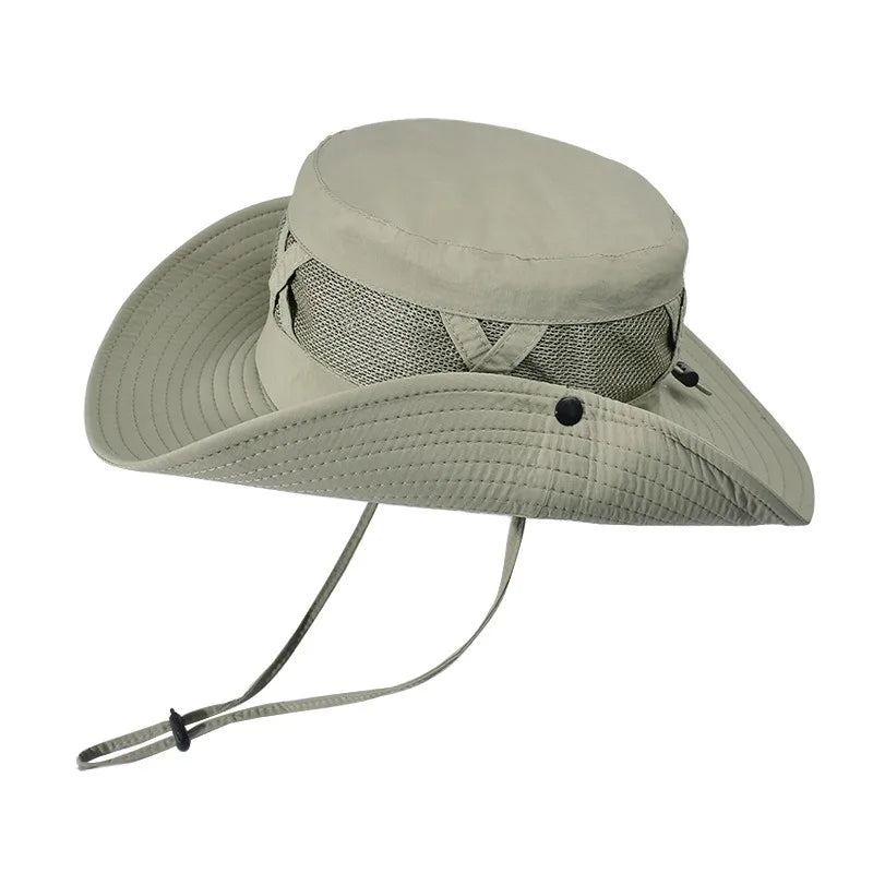 1PC Hollow Bucket Hat for Men Breathable UPF 50+ Hiking Beach Foldable UV Protection Fishing Summer Safari Sun Cap Adjustable