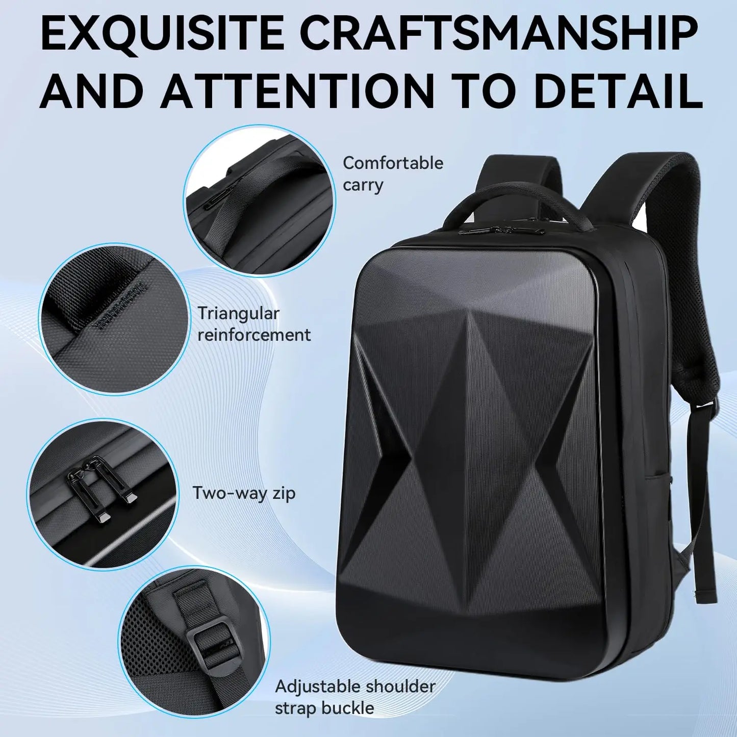 Men's 17.3 Inch Laptop Backpack Waterproof Hard Shell Bag 35L Business Travel Backpack with USB Charging Port mochilas de hombre