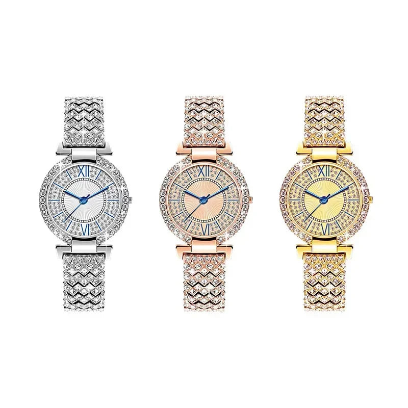 New Watch for Women Reloj Mujer Luxury Rhinestone Stainless Steel Quartz Women Watch Luxry Clock Gift for Lady Relógio Femino