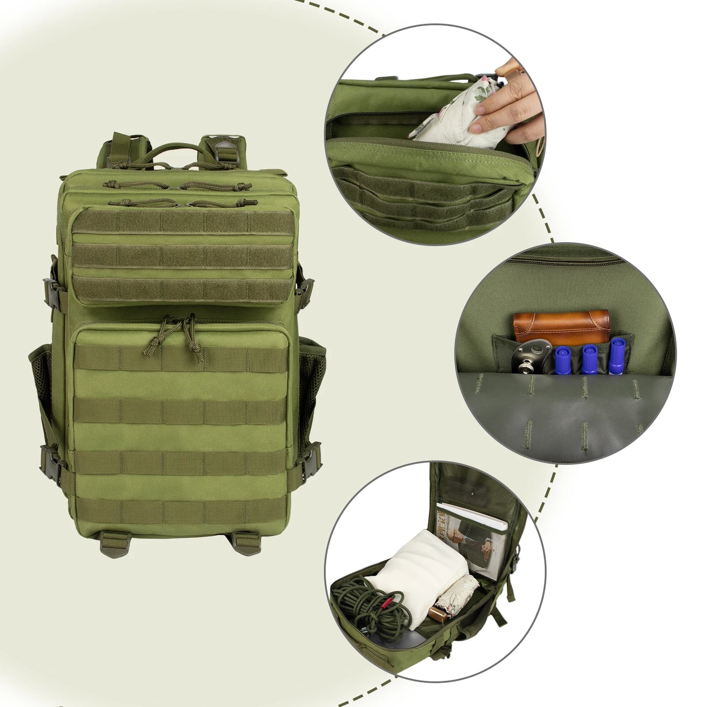 35l Tactical BackPack for Men Highland Assault Big Army Pack 3 Day molle bug out back with Water Cut back outdoor camping hiking