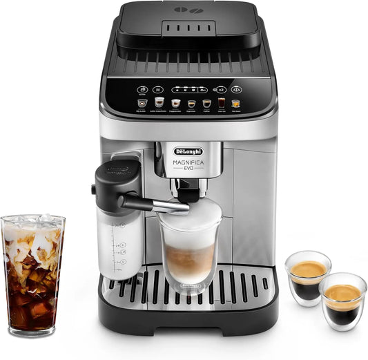 Magnifica Evo Automatic Espresso & Coffee Machine with Automatic Milk Frother for Latte,Cappuccino, Iced Coffee,Built-in Grinder